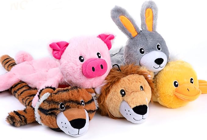 Nocciola 5 PCS Less Stuffing Dog Squeaky Toys for Aggressive Chewers, Durable Plush Dog Toy Set with Stuffed Head for Small to Large Dogs