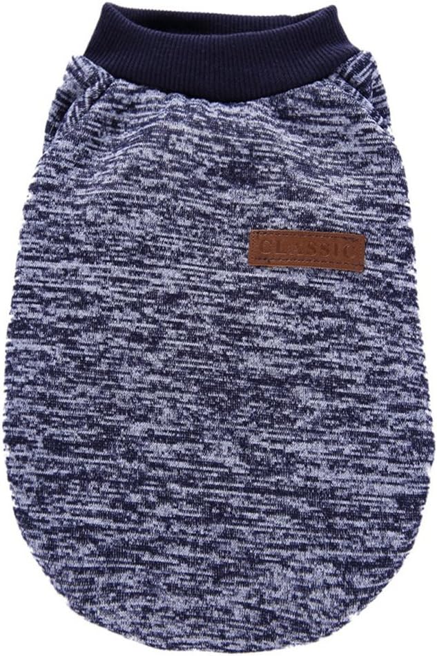 Jecikelon Dog Clothes Dogs Sweater Soft Puppies Clothing Winter Puppy Sweaters Warm Outfit for Dogs Small XXS XS Cat Apparel (Navy Blue, M)