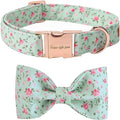Unique style paws Cotton Dog Collar with Bow Puppy Collar with Green Flower for Small Medium Large Boys Girls Dogs