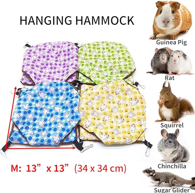 Oncpcare 2PCS Small Pet Cage Hammock, Bunkbed Sugar Glider Hammock, Guinea Pig Cage Accessories Bedding, Warm Hammock for Parrot Ferret Squirrel Hamster Rat Playing Sleeping