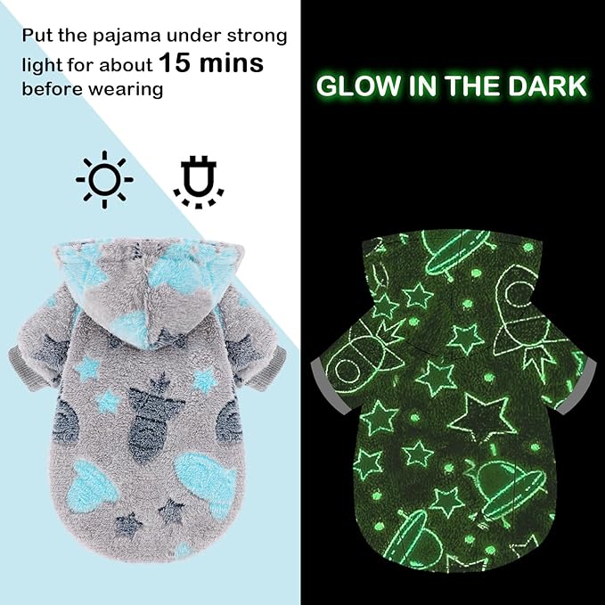 Dog Sweater for Small Dogs Girl Boy, Fleece Dog Hoodie Clothes, Night Glow Puppy Sweater, Soft Warm Extra Small Doggie Sweatshirt, Fall Winter Doggy Clothes Pet Outfits for Chihuahua Yorkie,Grey,XS
