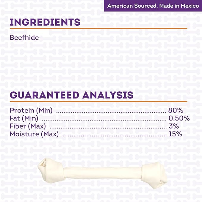 American Sourced Beefhide Bones 15-17" Dog Chew Treats - Natural Flavor, 1 Count/1 Pack