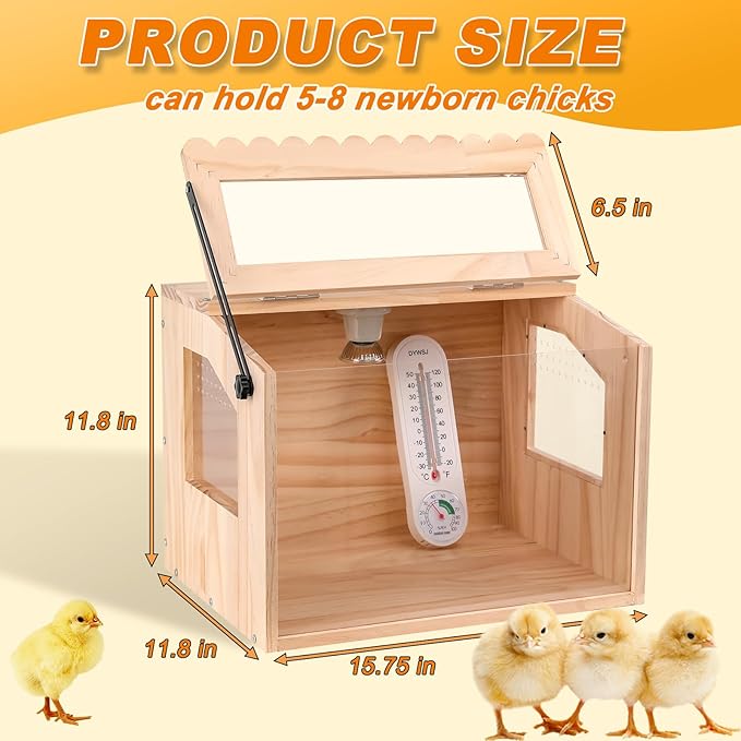 Chick Brooder Box, Brooder Box for Chicks, Pine,Quail Cage, Duck Brooder, Quail Cages, Ideal for Chicks, Ducks, Quails, Hamsters and Lizards,16'L x 12'W x 12'H