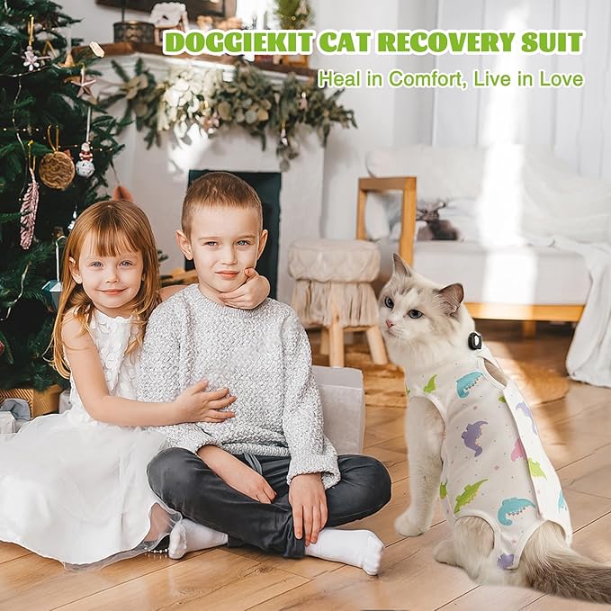 Cat Recovery Suit After Surgery, Anti Licking Onesie Postoperative Shirt for Female Spay Male Neuter, Soft Breathable Bodysuit Pajamas for Abdominal Wound Kitten E-Collar & Cone Alternative