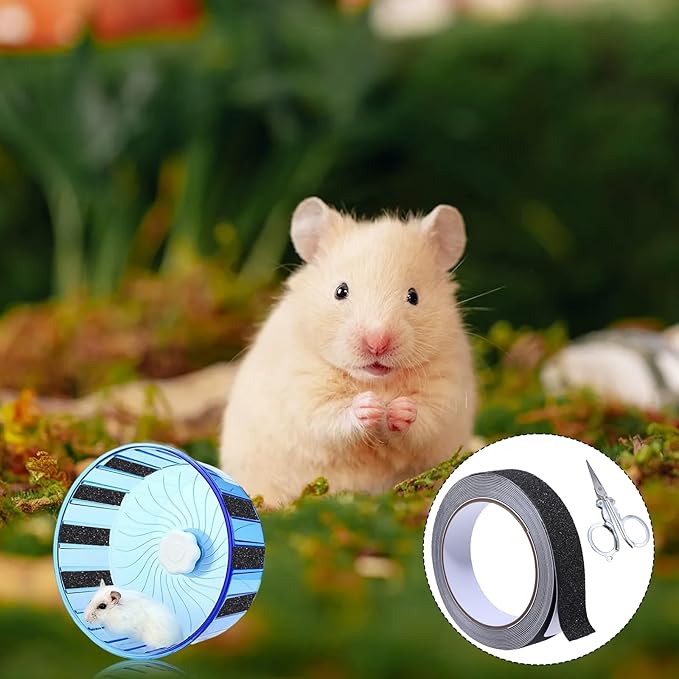 16.4 Ft Sandy Trimmer Strip with Foldable Scissor, Anti-Slip Traction Tape Sandy Track for Small Pet Exercise Wheel, Hedgehog Wheel Hamster Running Wheels for Gliders, Squirrels, Guinea Pigs (Black)