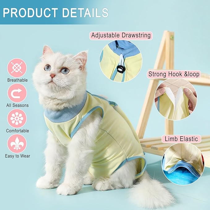 cat Recovery Suit Soft Cat Surgery Recovery Suit Female Cat Onesie for Cats After Surgery,Cone E-Collar Alternative Anti-Licking Protective Outfit Pet Surgical Recovery Pajama Suit