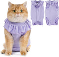 Avont Cat Recovery Suit - Kitten Onesie for Cats After Surgery, Cone of Shame Alternative Surgical Spay Suit with Ruffles for Female Cat, Post-Surgery or Skin Diseases Protection -Lilac (L)