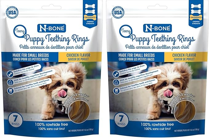 N-Bone Teeny Puppy Teething Rings Chicken Flavor / 4.6oz, 7 Count (Pack of 2)