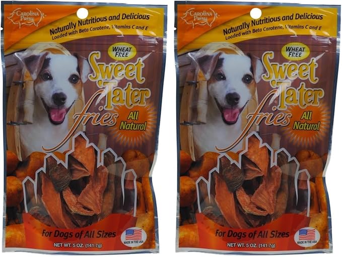 Carolina Prime Pet 45031 Sweet Tater Fries Treat for Dogs (1 Pouch), One Size,Brown (Pack of 2)