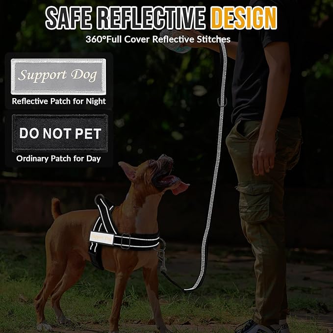 SlowTon No Pull Dog Harness - Heavy Duty Dog Harness and Leash Set for Medium Large Dogs, Reflective Tactical Harness with Soft Padded and Front Clip for Easy Walk and Training (B, XL)