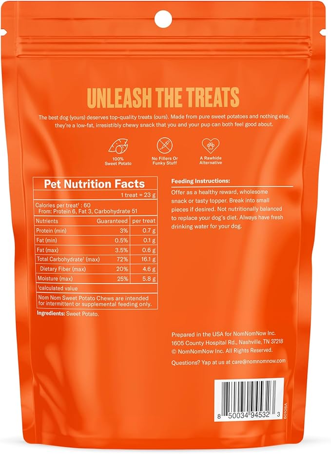 Sweet Potato Chew Treats - Single Ingredient Dog Snacks for Training, Rewards & Mealtime Toppers – No Fillers, Preservatives or Added Ingredients - Prepared in The USA for Dogs