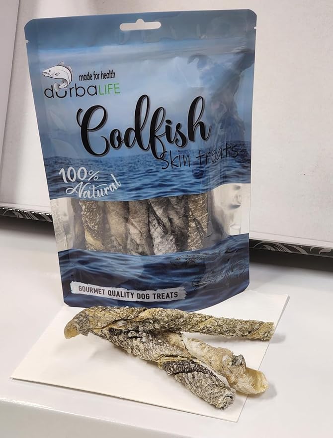 Air-Dried Fish Skin Treats for Dogs (3.1 oz (1-Pack), Twisted Cod Fish Skin)