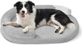 JOEJOY Orthopedic Dog Bed Medium Size Dogs, Waterproof Washable Oval Dog Beds with Removable Cover, Egg-Crate Memory Foam Pet Bed with Bolster Sides & Non-Skid Bottom, Light Grey, 28''x20''