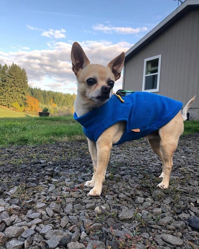 Gooby Zip Up Fleece Dog Sweater - Blue, X-Large - Warm Pullover Fleece Step-in Dog Jacket with Dual D Ring Leash for Small to Medium Dogs