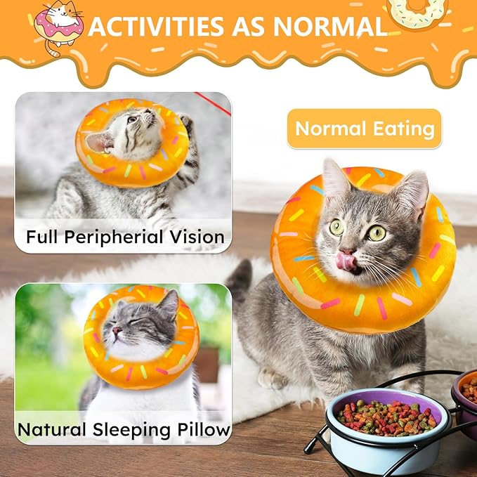 Hpetppy Cat Cone Collar Soft, Cat Recovery Collar for Wound Healing Cute Donut Adjustable Kittens Cones to Stop Licking Comfortable Lightweight Neck Elizabethan Collars for Cats Kittens After Surgery