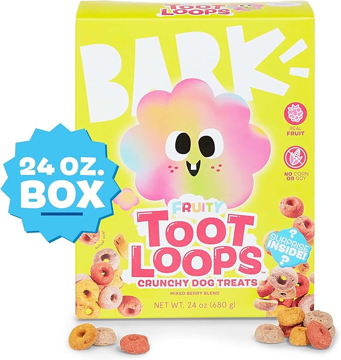 Barkbox Fruity Toot Loops-Real Mixed Berry Flavor with Real Fruit, Nutritious Grains, No Corn or Soy-24 oz Box