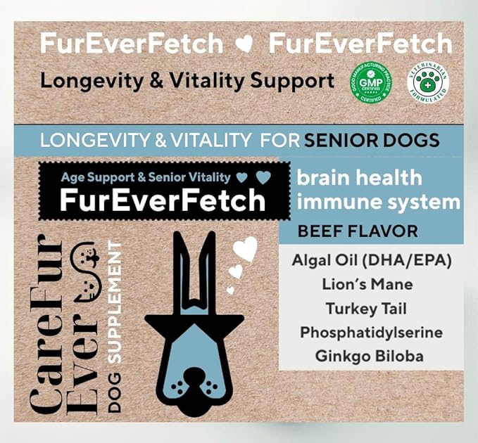 Senior Dogs Vitamin Treats: Brain Function, Longevity, Immune Health, Overall Vitality & Vision in Aging Dogs. Enriched with Breakthrough Active Ingredients (30 Days Supply)