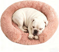 Calming Dog Bed for Small Medium Dogs, Anti-Anxiety Donut Washable Puppy Bed Orthopedic Cushion, Soft Fluffy Faux Fur Plush Warming Cozy Cat Bed, Fits up to 25 lbs Pets (Round, Blush 23")