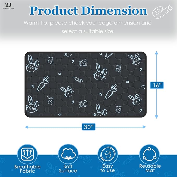 6-Pack Guinea Pig Cage Liner Washable, 16in x 30in Ultra-Absorbent Guinea Pig Bedding for Cage Non-Slip Leak-Proof Pee Pads for Dogs Rabbit Bunny Cat Litter Mat, Navy