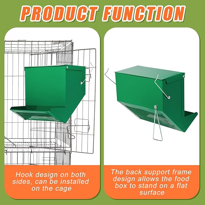 Maxcheck 2 Pack Rabbit Feeder and 12 oz Water Bottle for Cages Pet Food Water Dispenser with Lid Metal Feeders Outside for Guinea Pig Hamsters Chinchillas Gerbils and Other Small Animals (3 Lbs)