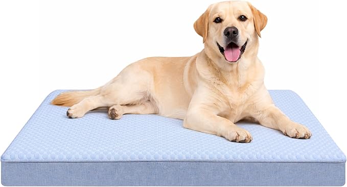 Cooling Dog Beds for Dogs, Orthopedic Memory Foam Dog Bed，Washable Pet Beds for Crate with Faux Fur Cover, Waterproof Lining (Cooling, X-Large: 41" x 29" x 4")