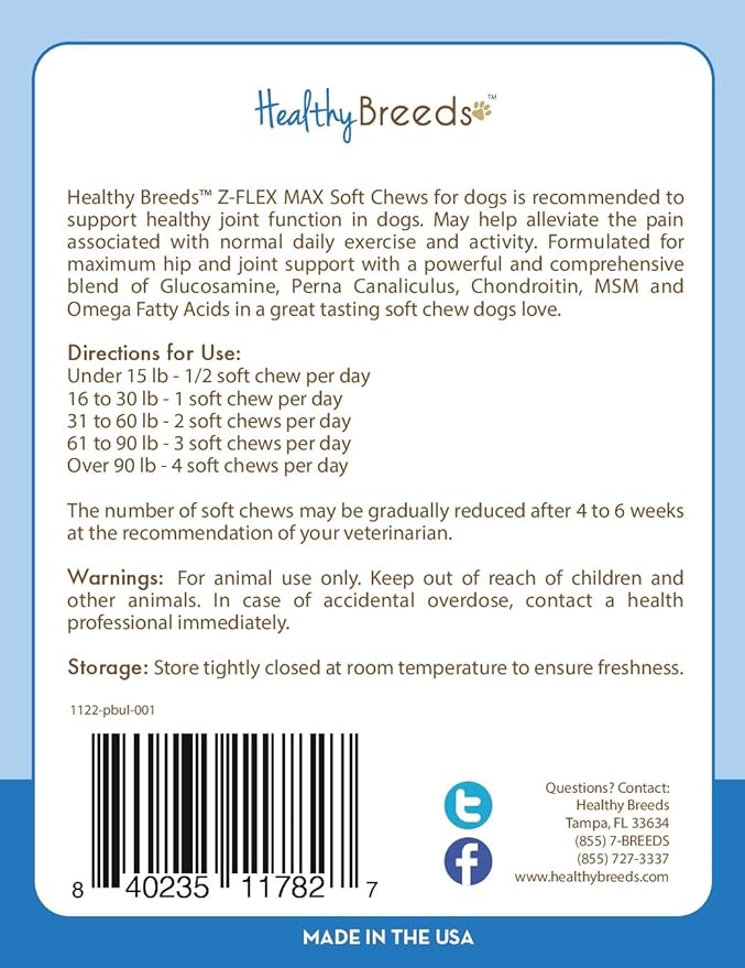 Healthy Breeds Pit Bull Z-Flex Max Hip and Joint Soft Chews 170 Count