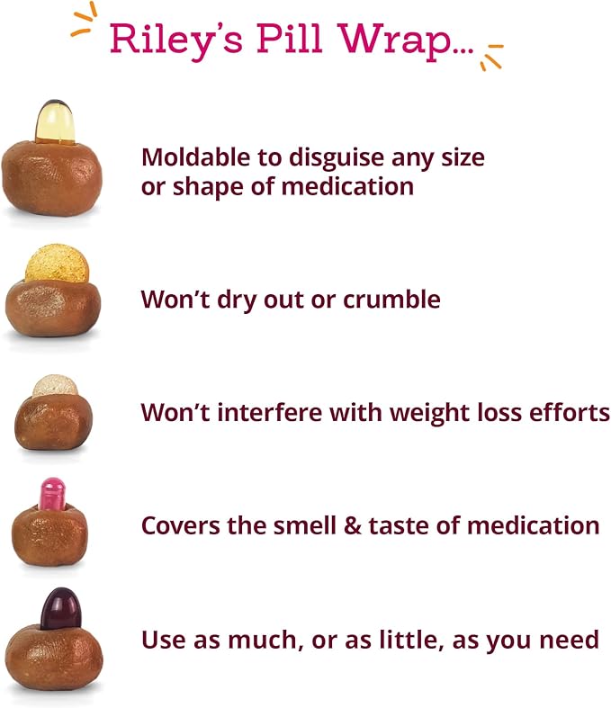 Riley's Pill Wrap for Dogs - Delicious Bacon Flavored Pill Paste for Dogs - Wrap Pills, Capsules, Tablets in a Pocket or Pouch to Mask The Taste & Make Pill Time Easy - 4.2 oz
