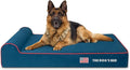 The Dog’s Bed Orthopedic Memory Foam Dog Bed with Headrest, Calming Surface – CertiPUR-Certified Foam, Oxford Fabric, Blue with Red Trim USA Flag, XL, 6-Inch