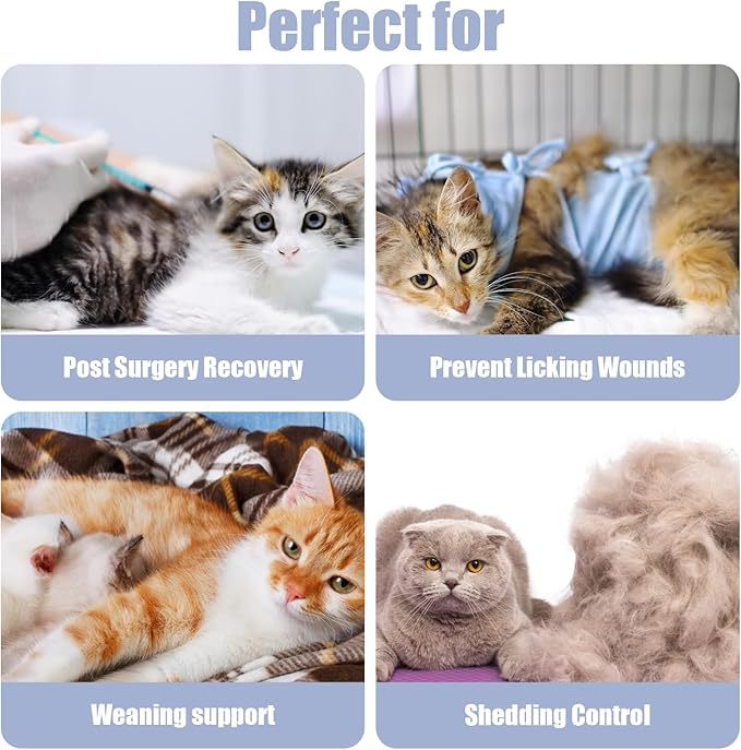2-Pack Spay Suit for Female Cat, Cat Post Surgery Suit, Soft Recovery Garment, Breathable Fabric for Comfortable Healing