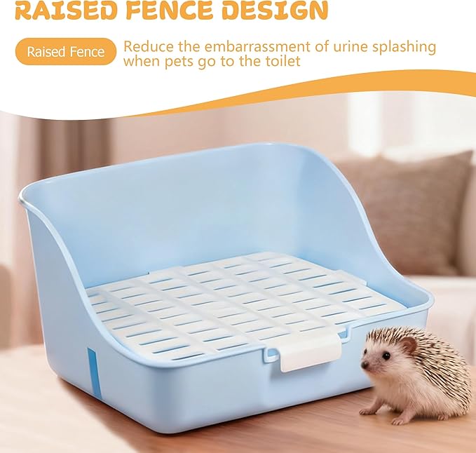 Large Rabbit Litter Box Bunny Potty Plastic Square Training Corner Litter Box, Bedding Toilet for Adult Ferret Hamster Guinea Pig, 11.4" L x 9.4" W x 6.3" H High Sided Pet Litter Tray