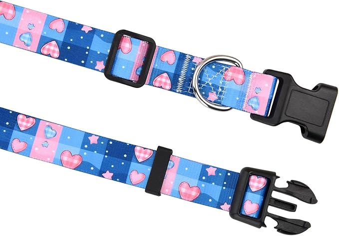 Floral Dog Collar, Adjustable Soft Nylon Pet Collar for Small Medium Large Dogs, Cute Flower Pattern Dog Collar for Girl Boy Dogs(Sweet Heart,M)