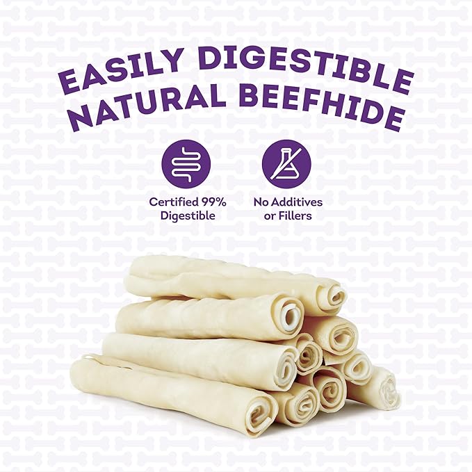 USA Beefhide Chip Rolls 10-11" Dog Chew Treats - Natural Flavor, 10 Count/1 Pack