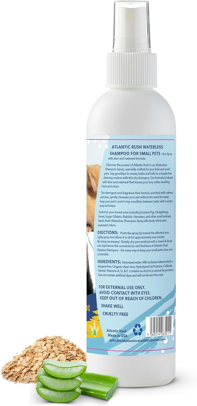 Small Critter Shampoo Bundle - 8oz Fragrance Free & 8oz No Rinse Shampoo for Ferrets, Guinea Pigs, Hedgehogs, Sugar Gliders, Rabbits & Hamsters - Small Animal Complete Bathing Set