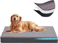 Cooling Dog Beds for Dogs, Orthopedic Memory Foam Dog Bed，Washable Pet Beds for Crate with Faux Fur Cover, Waterproof Lining (Grey, X-Large: 41" x 29" x 4")