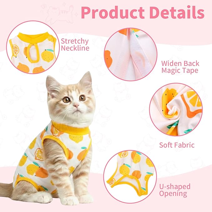 Cat Recovery Suit Cat Onesie for Cats After Surgery, Breathable Cats Surgery Recovery Suit for Female Spay & Abdominal Wounds, Kitten Surgical Onesie Body Suit Anti Licking Cone Alternative
