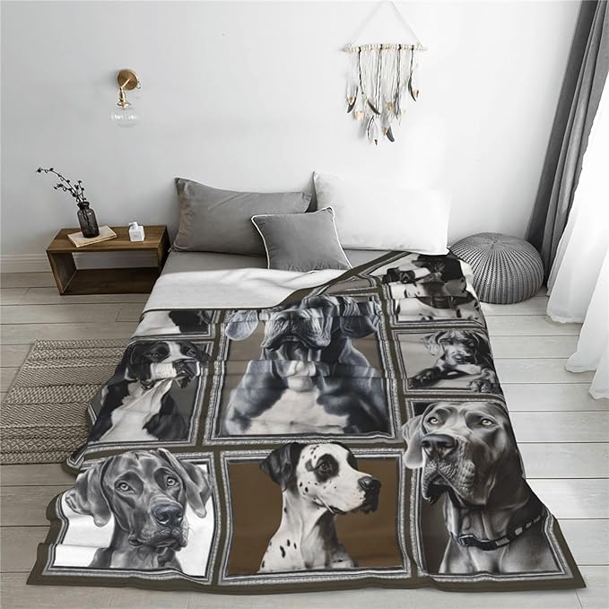 Great Dane Gifts, Dog Throw Blanket, Great Dane Stuff Animal for Women Boys Girls Men Lover Adult Cozy Fleece Flannel Bedding Plush for Couch Sofa Bed Decor 80"X60"