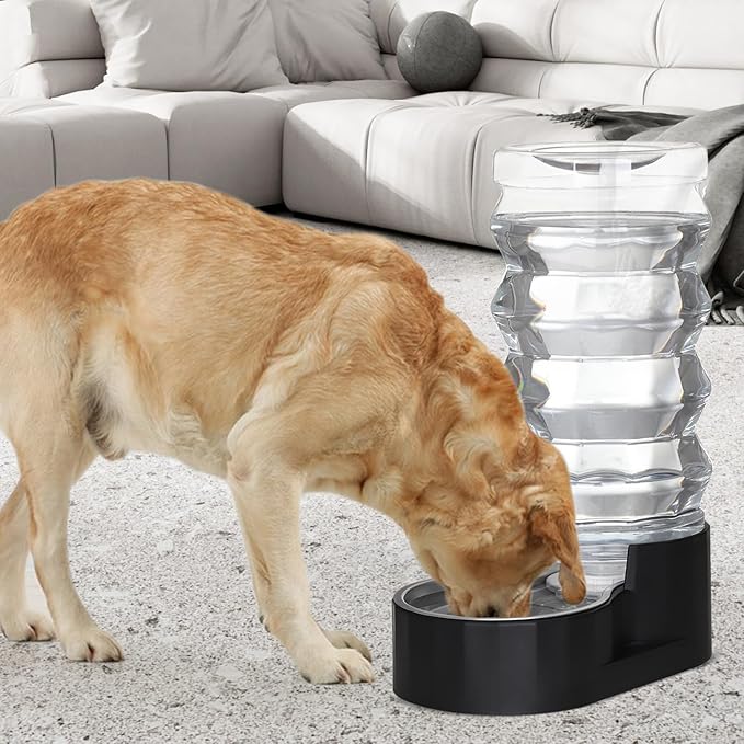 RIZZARI 9L Dog Water Dispenser: Black Stainless Steel Automatic Gravity Feeder - Helps Prevent Urinary Stones - Ideal for Active Dog Owners & Multi-Dog Homes-Perfect for Home -Garage & Balcony Use