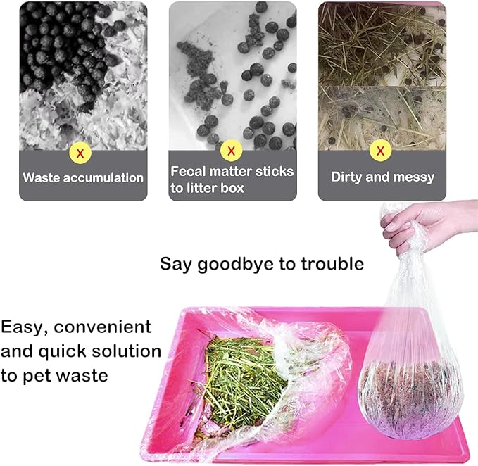 Disposable Small Animal Cage Liners, Rabbit Tray Film Liner Bunny Litter Pan Bags Guinea Pig Cage Toilet Plastic Film for Bird Hamster Chinchilla Hedgehog (50 PCS, 30'')