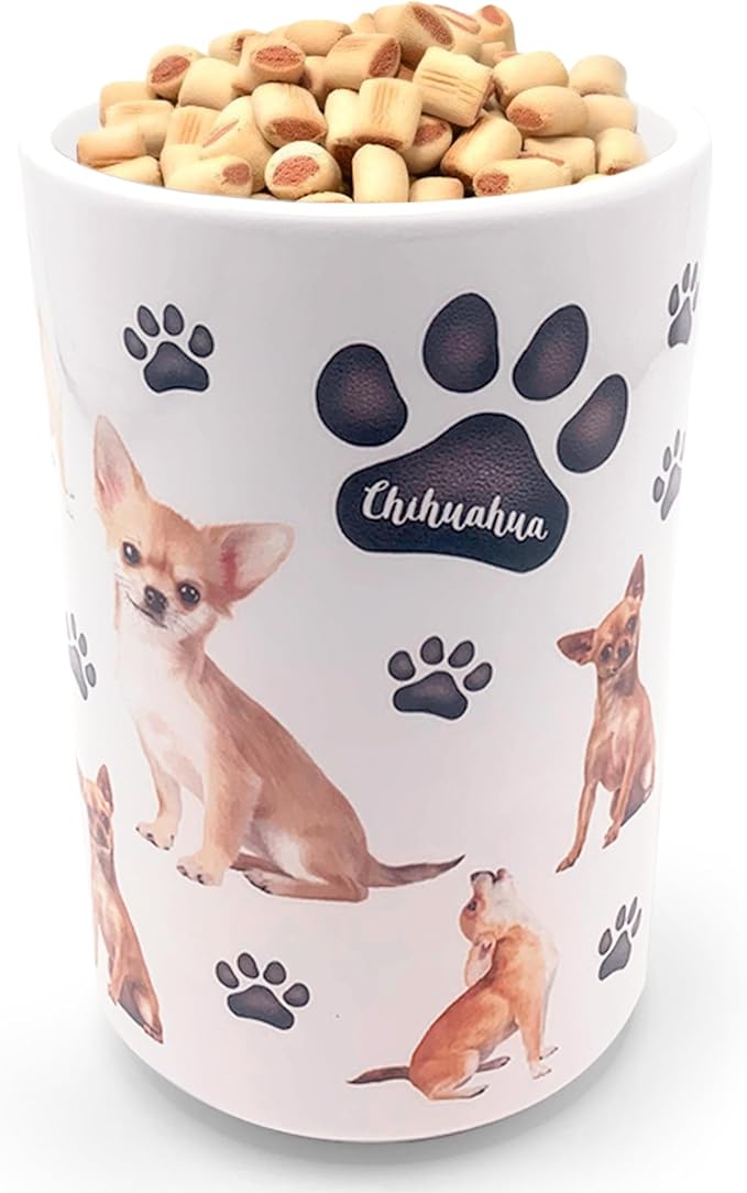 Greenline Goods Premium Dog Treat Ceramic Canister Set – Chihuahua Airtight Canister for Fresh Treats, Ceramic Jar & Containers with Lids, Farmhouse Canisters, Ideal Kitchen Canisters for Countertop
