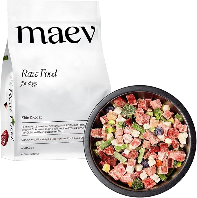 Maev Human-Grade Beef Dog Food, Skin & Coat Formula, Whole Ingredient, Gluten-Free, High Protein Puppy & Dog Food, 15 lb