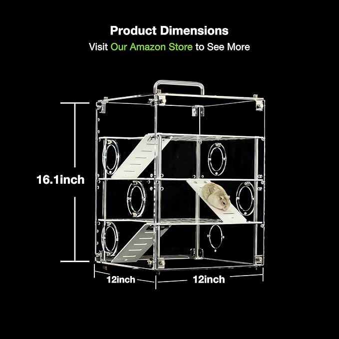 GuineaLoft™ Small Acrylic Cage (Model-P5) – 4-Floor Play Structure with Stairways & Tube Connectors for Hamsters, Rats, Mice, Gerbils, and Small Rodents – Visit the GuineaLoft Store for More