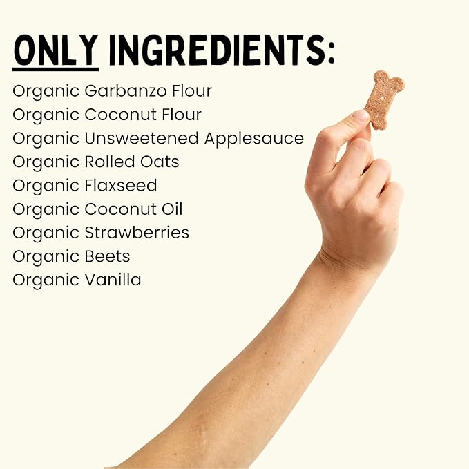 Winnie Lou Organic Dog Treats – Natural Dog Biscuits, USA Made, Organic Ingredients, Clean, Sensative Stomach, All Breed Sizes, High Protein, Hypoallergenic, Strawberry Shortcake Treats (Pack of 2)