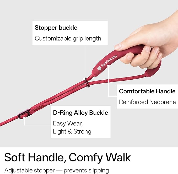 Hands Free Cat Leash Lightweight 5.6-10.1FT Adjustable Durable Rope Leash with Padded Handle, Versatile Crossbody Waist Lead for Cats Puppy≤26lbs Outdoor Walking (Burgundy, M 5.6-10.1FT)