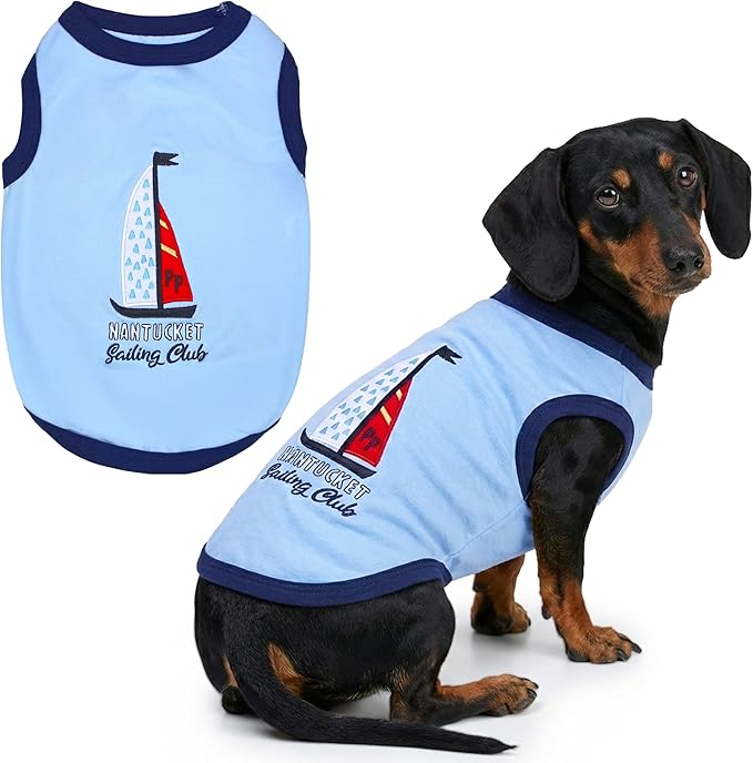 Parisian Pet Dog Shirt – 100% Cotton Shirts for Large Dogs – Nautical Sleeveless Puppy Vest – Lightweight and Breathable Pet Apparel – Pullover Summer Dog Clothes - Stretchy Funny T Shirts for Dogs