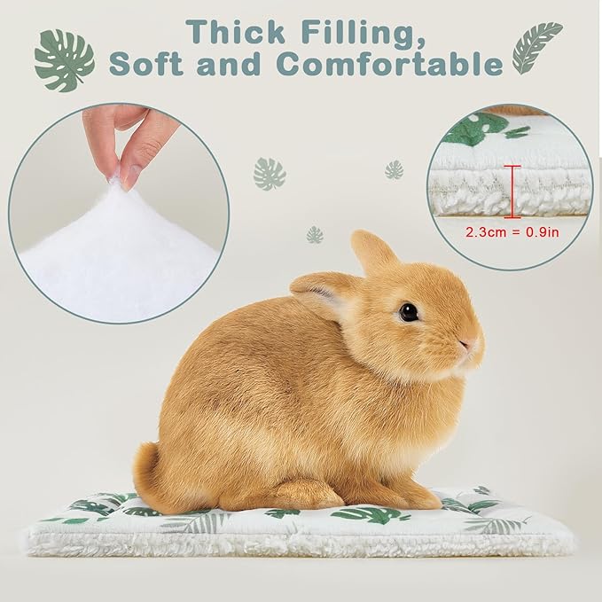 Glittme 10Pcs Bunny Bed Rabbit Bed for Indoor Cage Soft Guinea Pig Bed Fleece Mat Pad Warm Small Animal Bedding Accessories for Hamster Ferret Washable Non-Slip Rabbit Hide House Liner