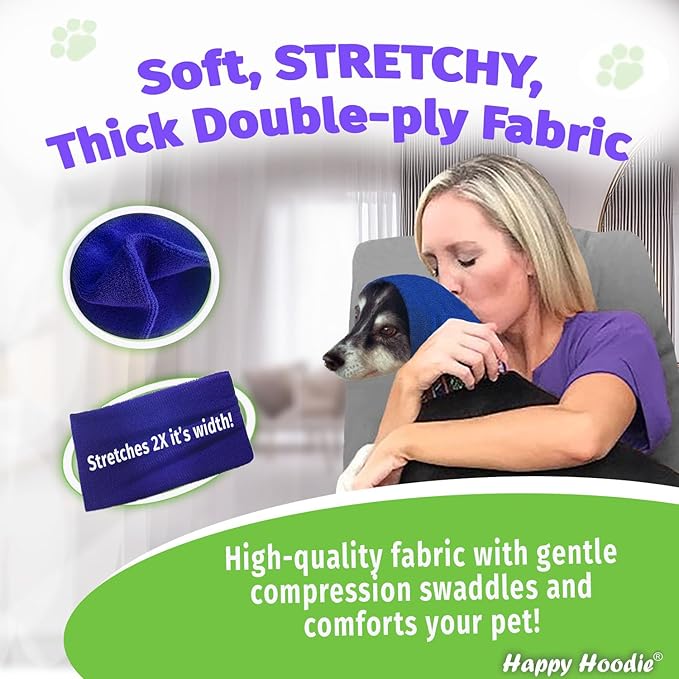 Happy Hoodie The Original Dog & Cat Calming Band - American Brand - Anxiety Relief/Noise Protection-Grooming-Thunder-Fireworks (X-Large, Black) - Since 2008
