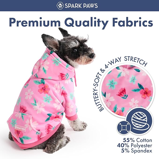 Spark Paws Dog Hoodie – Premium Dog Sweater for Small, Medium, and Large Dogs | Warm Outfits for French Bulldogs, Pitbull, Puppy, Winter Jacket Alternative - Blossom - 5XL