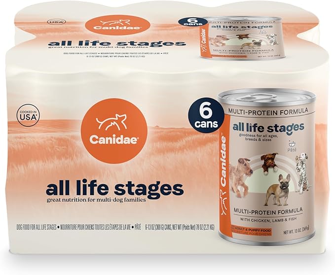 Canidae All Life Stages Premium Wet Dog Food for All Breeds, All Ages, Multi-Protein with Chicken, Lamb & Fish, 13 oz. (Case of 6)