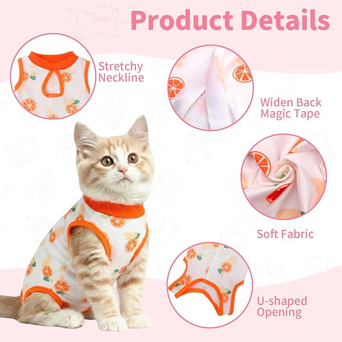 Cat Recovery Suit Cat Onesie for Cats After Surgery, Breathable Cats Surgery Recovery Suit for Female Spay & Abdominal Wounds, Kitten Surgical Onesie Body Suit Anti Licking Cone Alternative