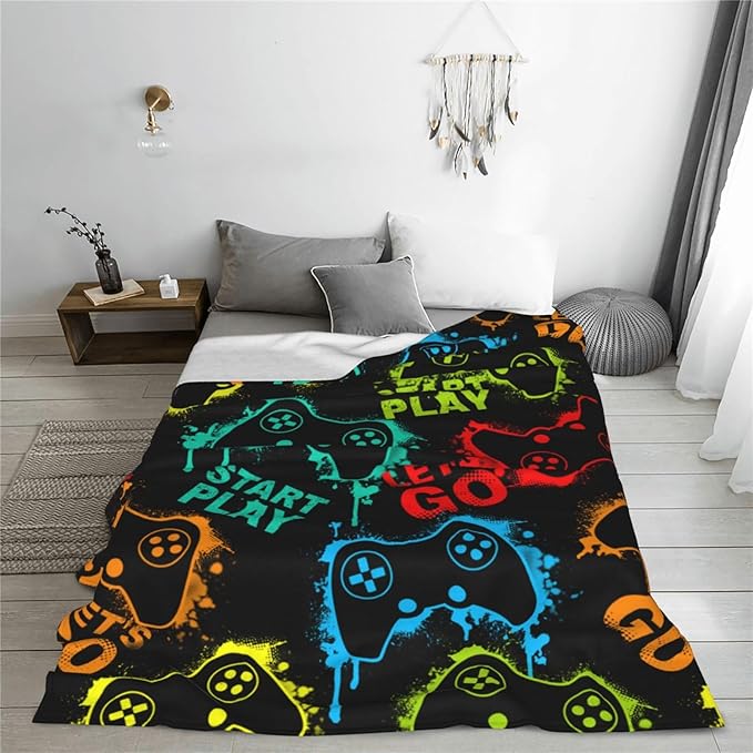 Gaming Blanket Gaming Throw Blankets Cozy Fleece Flannel Plush Blanket Bedding Game Gifts for Boys Girls Men Women Lovers Adults Decor for Couch Sofa Bed 50"X40"
